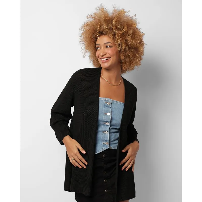 Cardigan Feminino Tricô Preto G