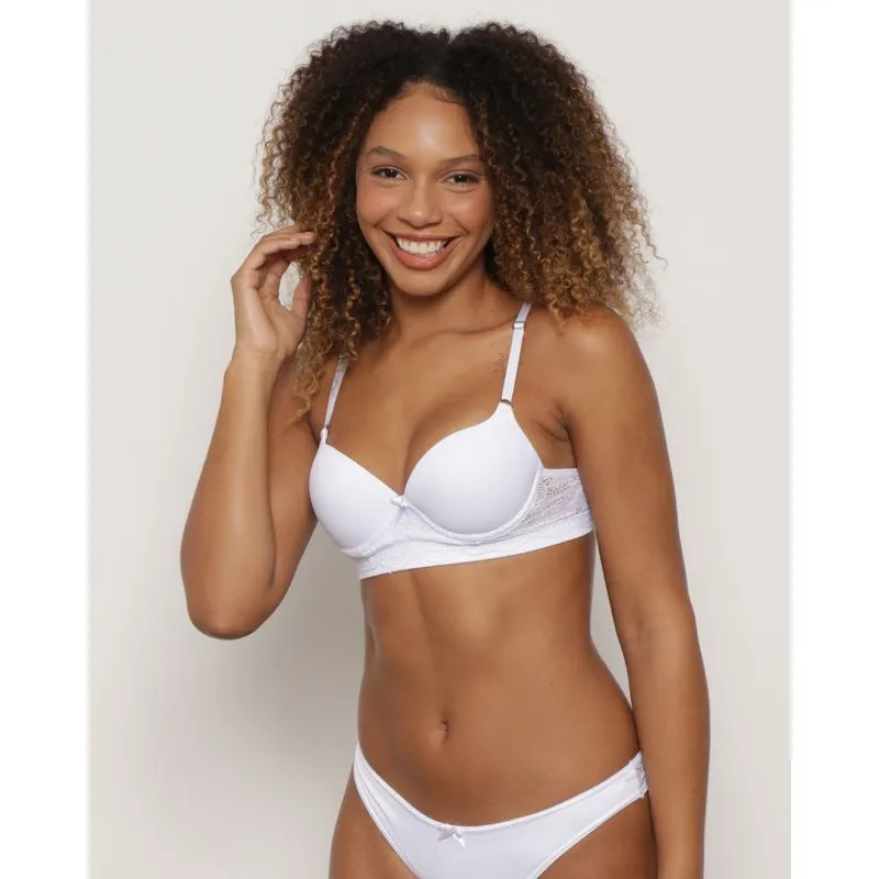 Sutiã Feminino Base Com Bojo Canelado Branco 42