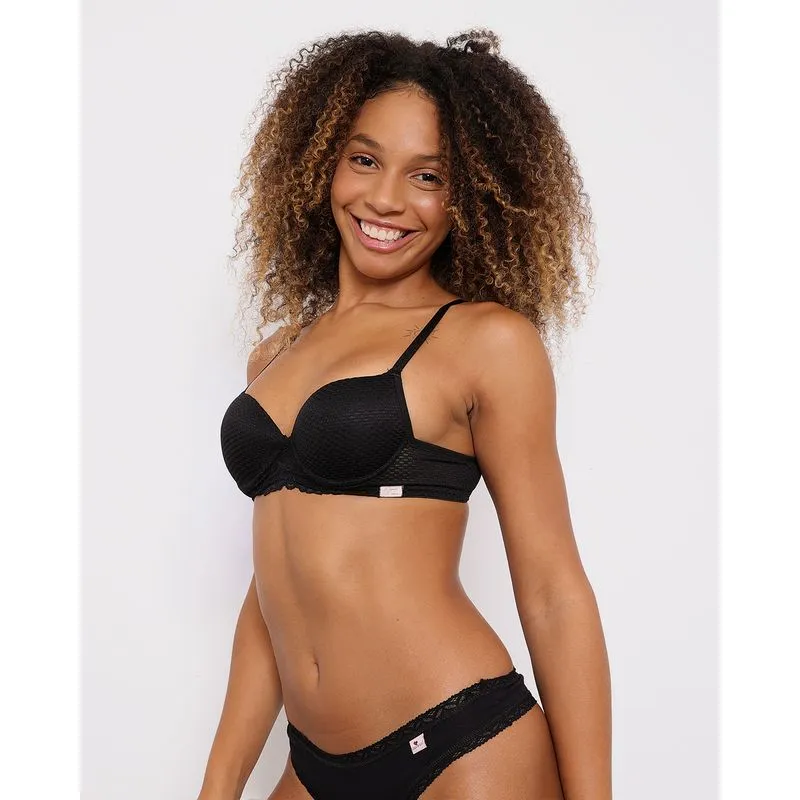Sutiã Feminino Com Base E Bojo Texturizado Preto 46