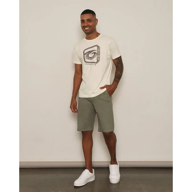 Bermuda Masculina Sarja Reta Com Cordão Verde 38