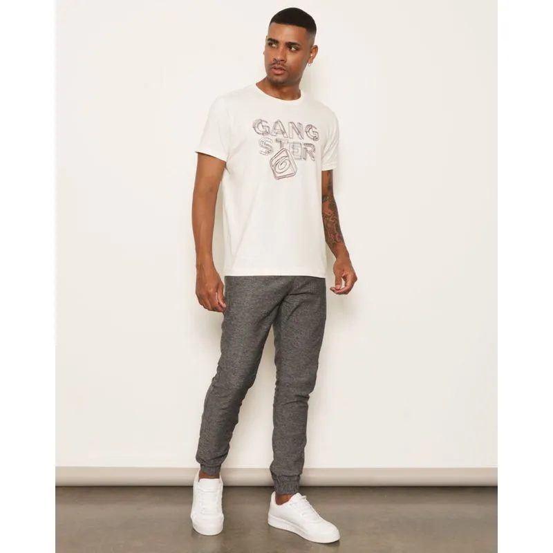 Calça Masculina Sarja Jogger Com Cordão Cinza M