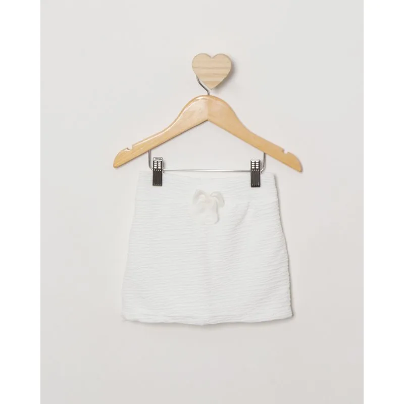 Short Saia Bebê Texturizado Com Laço Frontal Off White 1