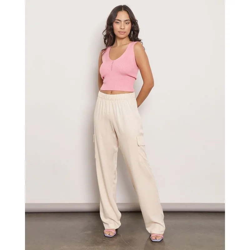 Calça Feminina Cargo Viscose Bege M