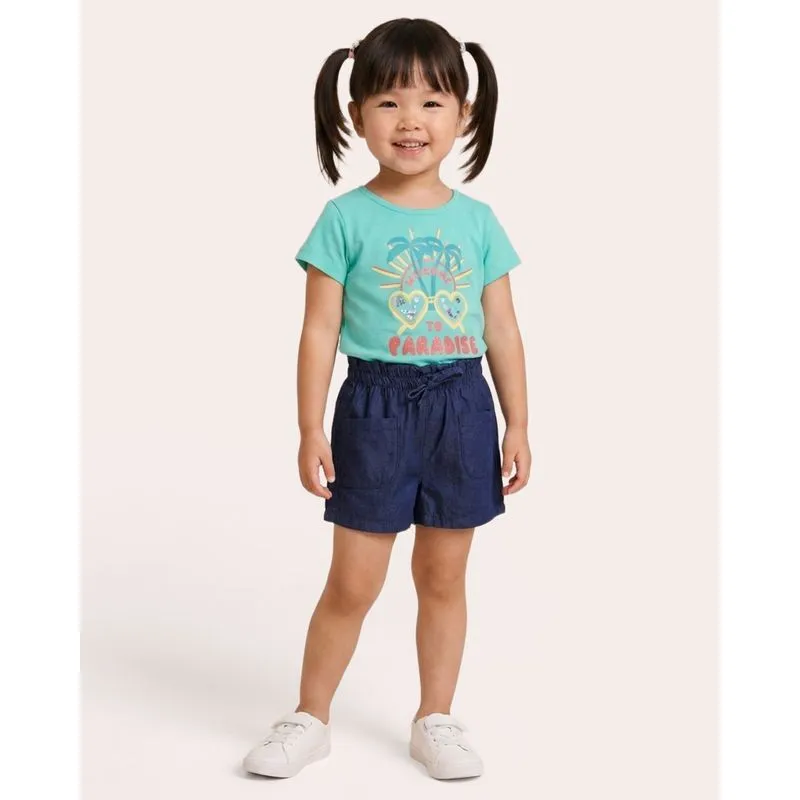 Blusa Bebê Estampa Interativa Tropical Manga Curta Verde 2