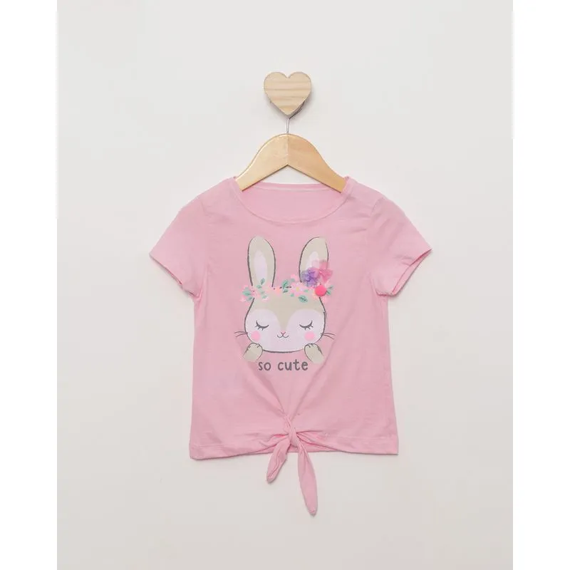 Blusa Bebê Menina Manga Curta com Estampa Interativa Rosa 3