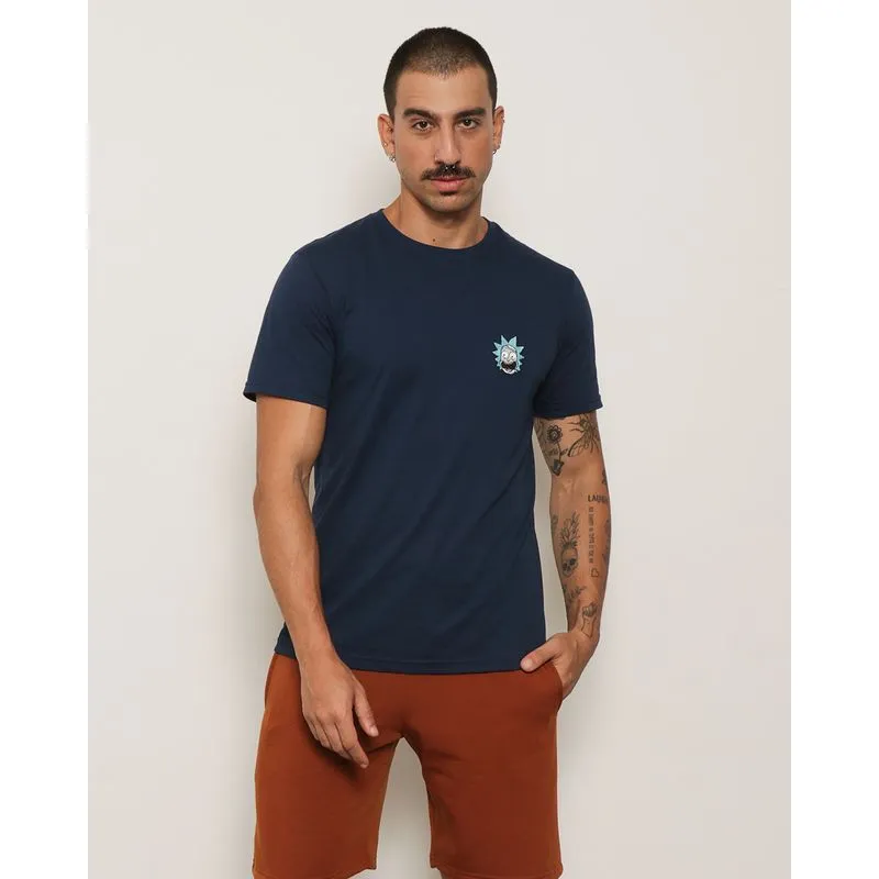 Camiseta Masculina Warner Rick And Morty Manga Curta Marinho M