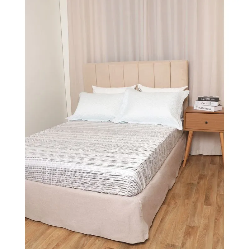Lençol Avulso Queen com Elástico Andreza Estampado Branco UN