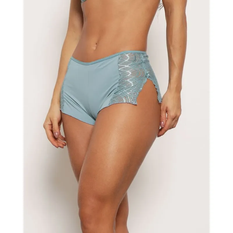 Calcinha Feminina Caleçon Lateral em Renda Azul GG