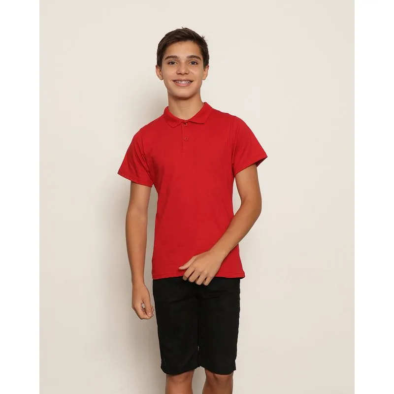 Polo Juvenil Menino Manga Curta Básica Vermelho 16