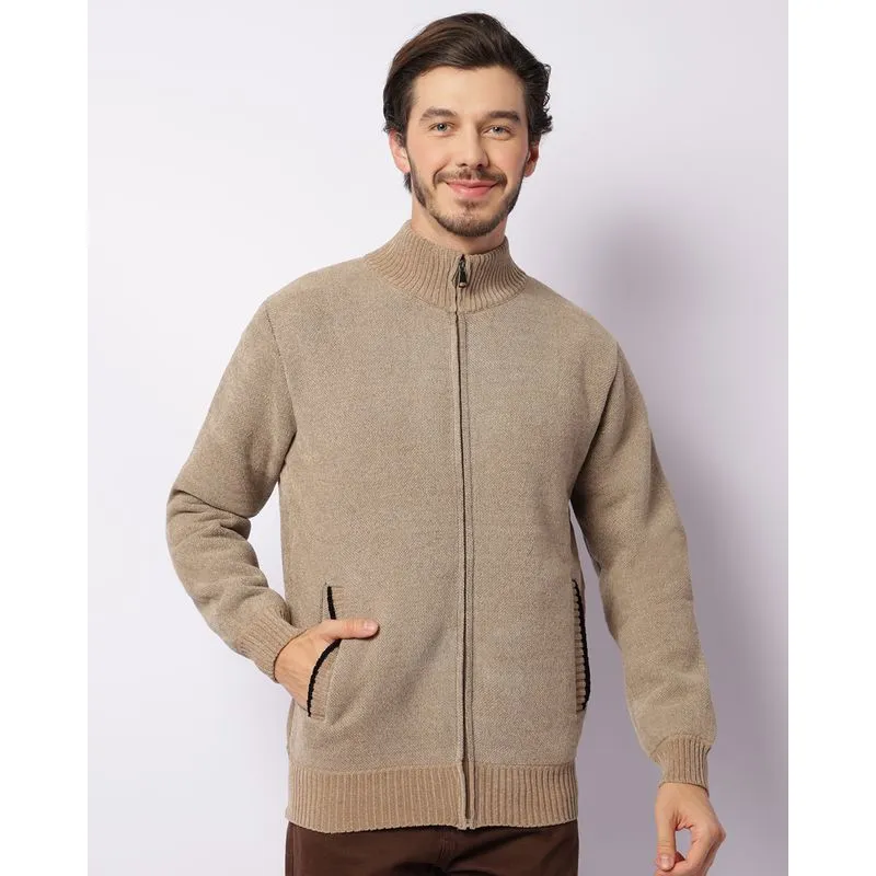 Jaqueta Masculina Chenile Gola Alta Bege P