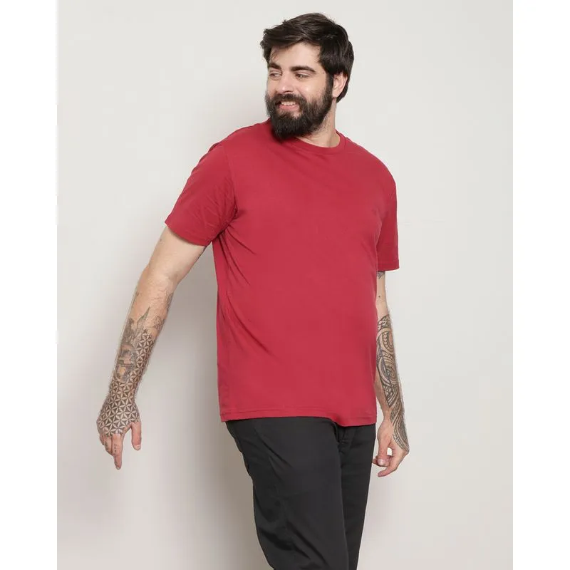 Camiseta Plus Size Masculino Manga Curta Vinho G3