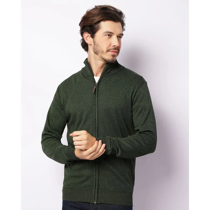 Jaqueta Masculina Tricô Gola Alta Verde G