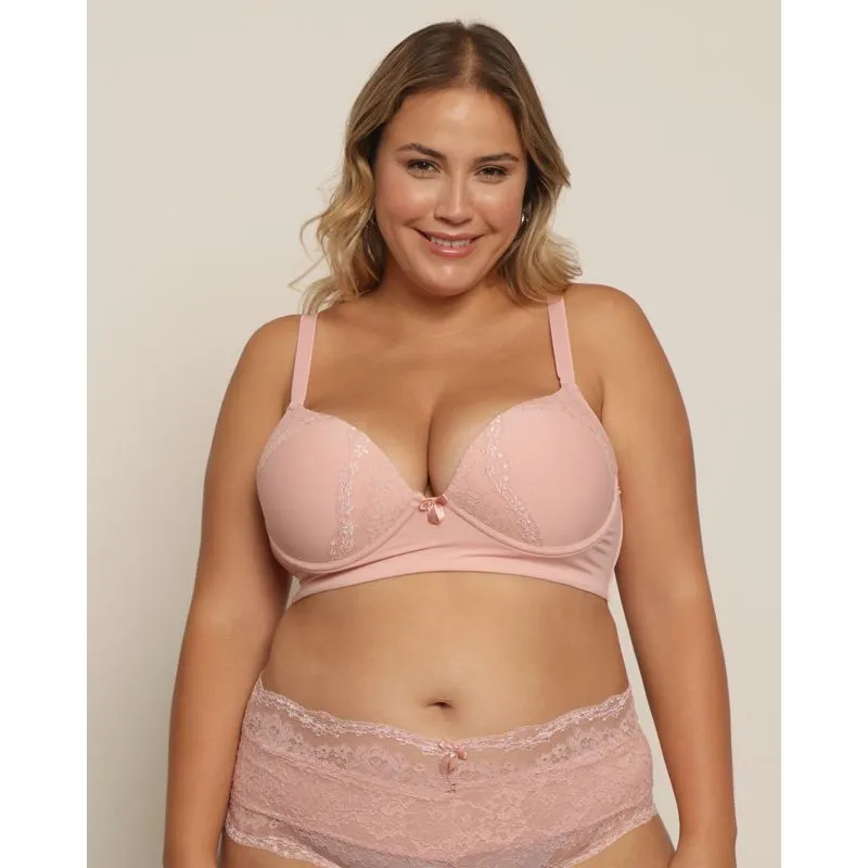 Sutiã Plus Size Feminino Com Base E Renda Rosa 52