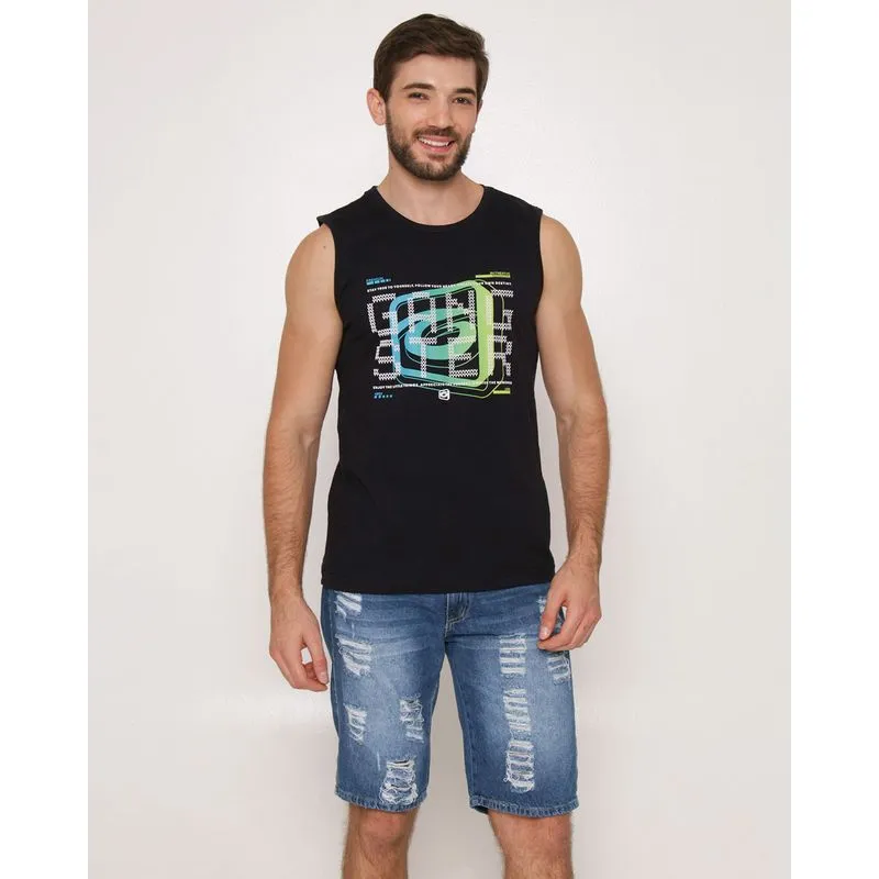 Regata Masculina Gangster Estampa Frontal Marinho M