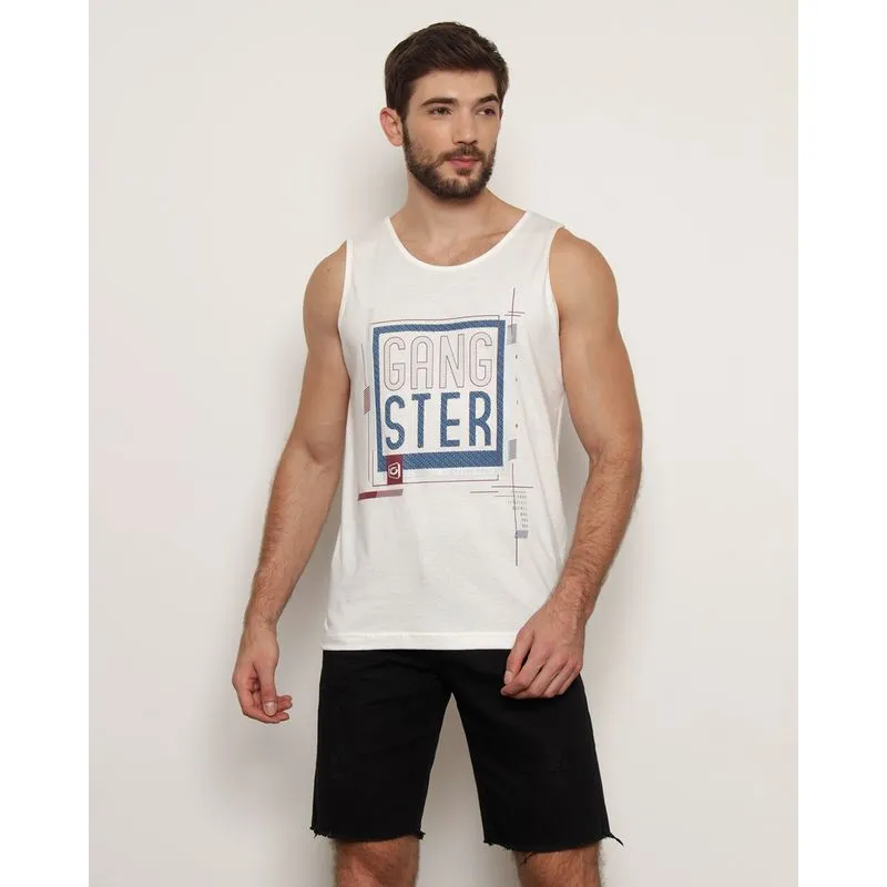Regata Masculina Gangster Estampa frontal Off White M