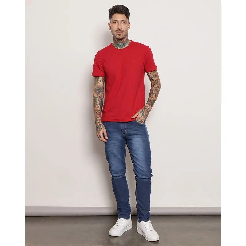 Calça Jeans Masculina Slim Azul Escuro 46