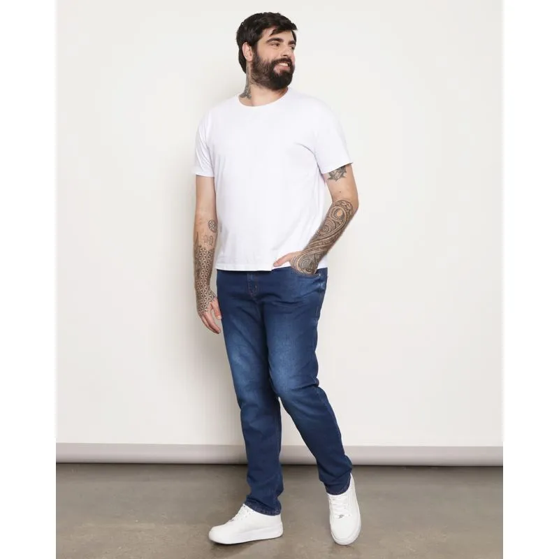 Calça Jeans Plus Size Masculina Slim Azul Escuro 58