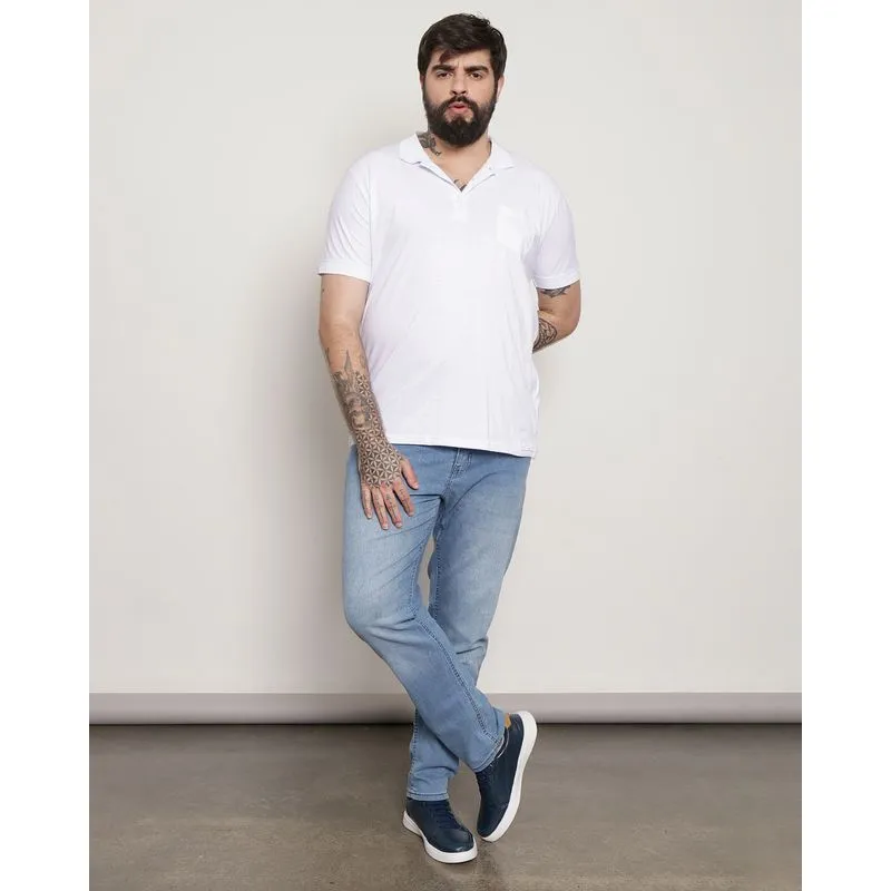 Calça Jeans Plus Size Masculina Slim Azul Claro 50