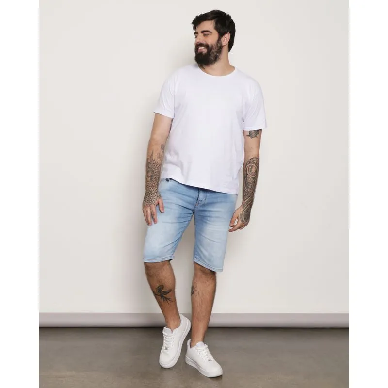 Bermuda Jeasn Plus Size Masculina Reta Azul 56