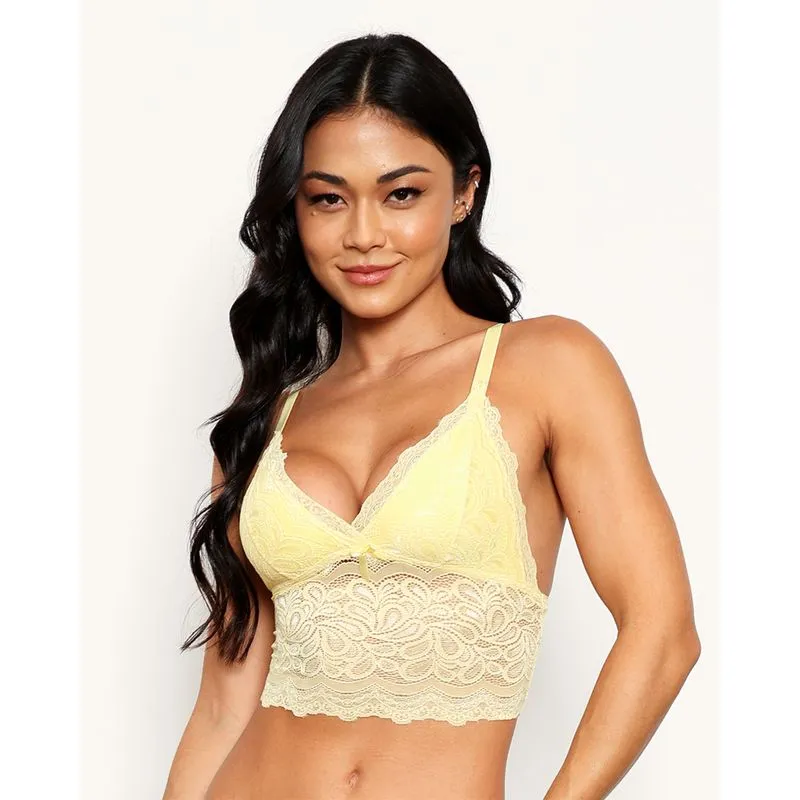 Sutiã Feminino Top Alongado Sem Bojo Renda Amarelo 42