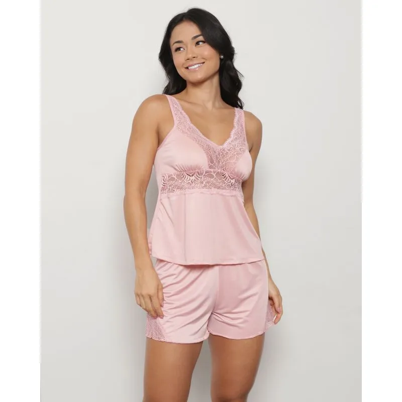 Short Doll Feminino Liganete Com Renda Rosa M