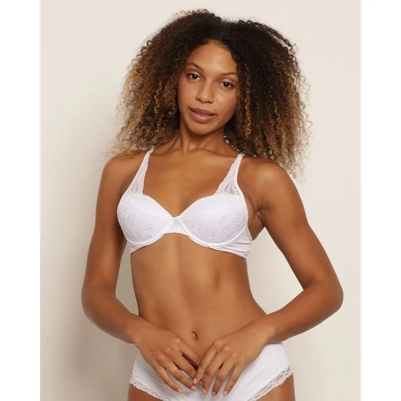 Sutiã Feminino Push Up Com Renda Branco 46