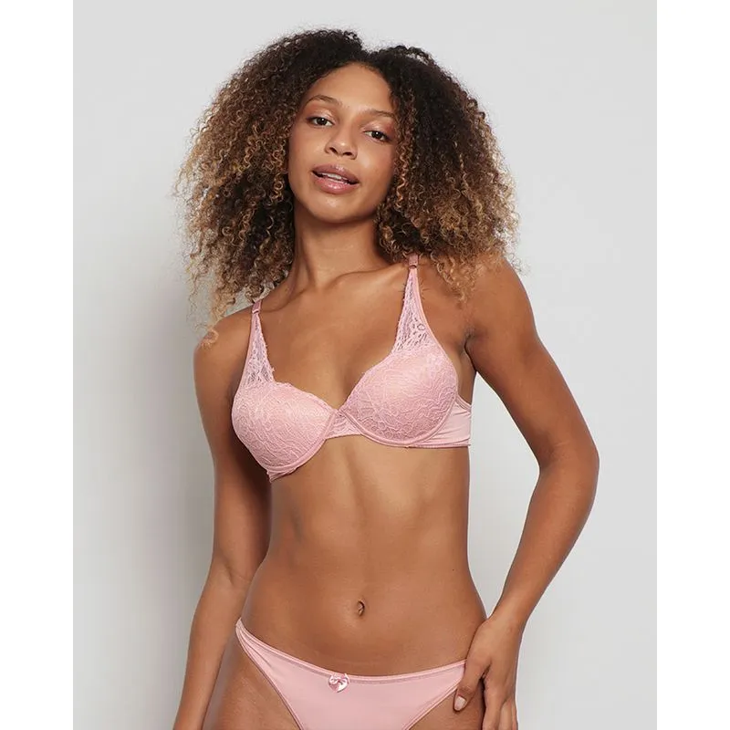 Sutiã Feminino Push Up Com Renda Rosa 42