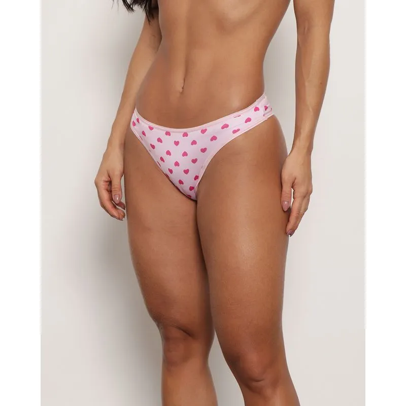 Calcinha Feminina Biquíni Estampada Coraçãozinho Rosa G