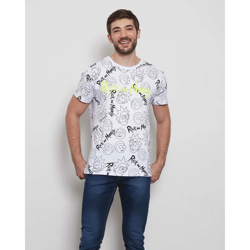 Camiseta Masculina Manga Curta Warner Rick And Morty Estampada Branca GG