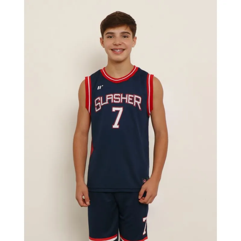 Regata Juvenil Esportiva Gangster Estampa Basquete Marinho 16
