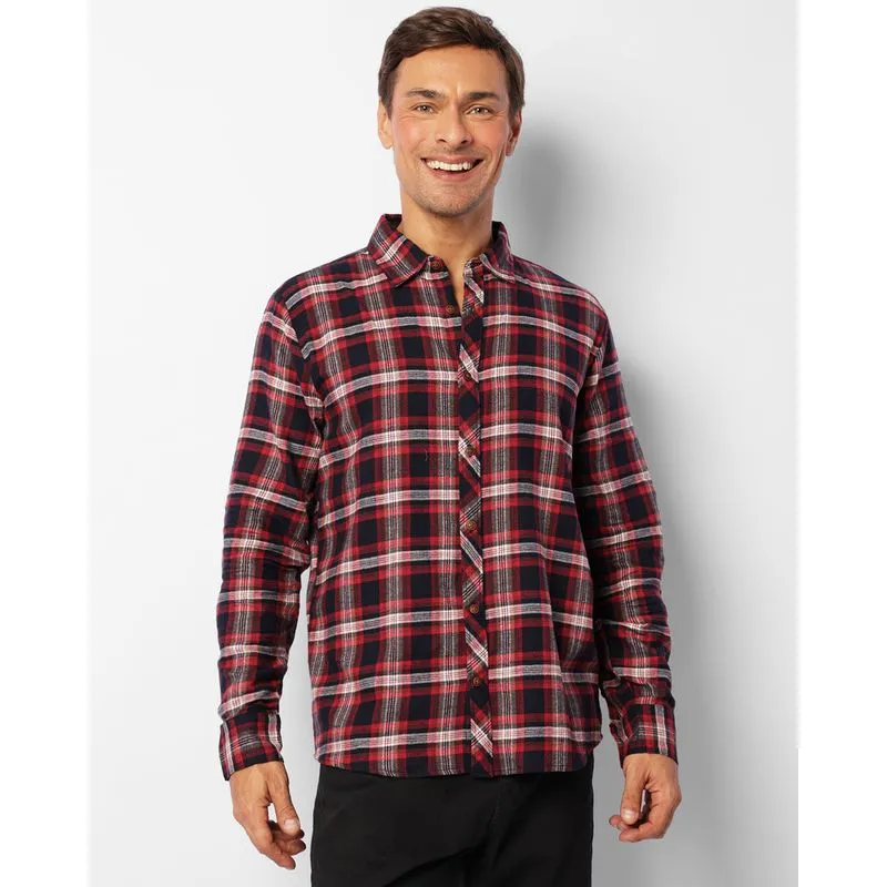 Camisa Masculina Flanelada Xadrez Manga Longa Vermelha G