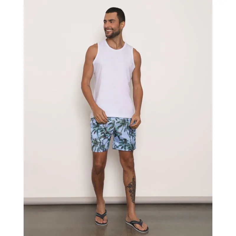 Bermuda Surf Masculina Estampada com Cordão Azul M