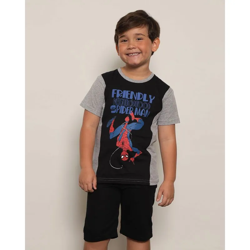 Camiseta Infantil Marvel Homem Aranha Manga Curta Cinza 8