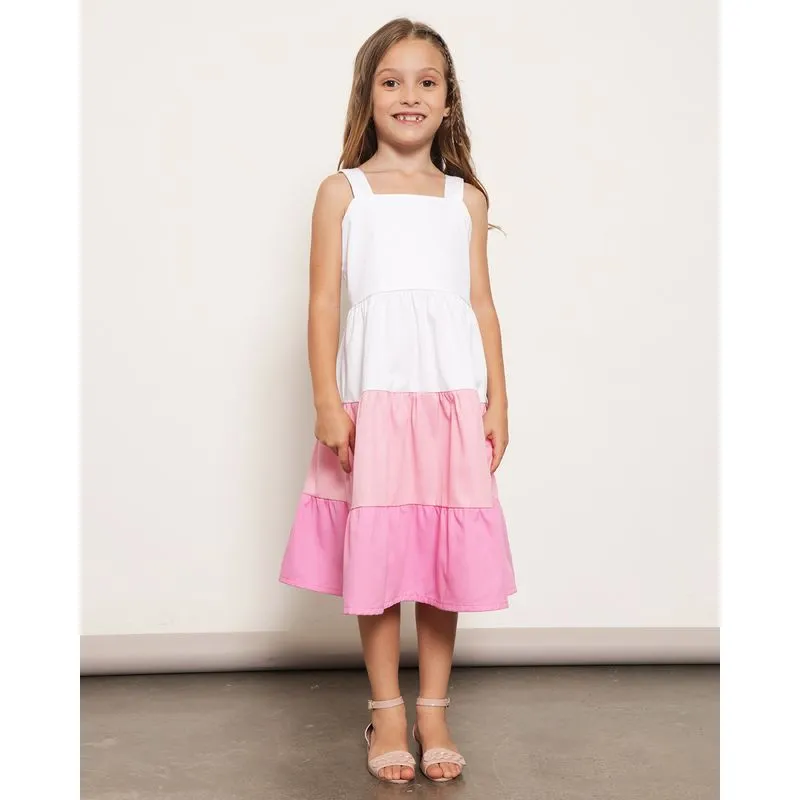 Vestido Infantil Sarja Três Marias Alcinha Com Zíper Branco 4