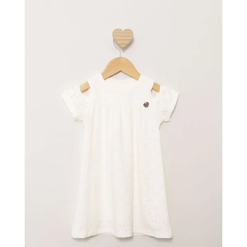 Vestido Bebê Kamylus Recorte Vazado Laise Off White 2