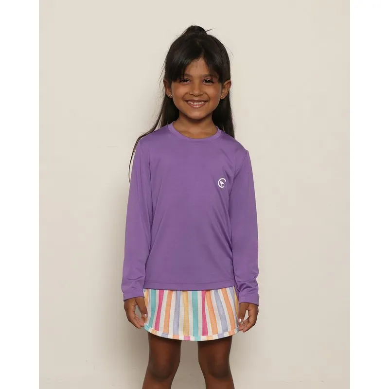 Blusa Infantil Manga Longa Proteção UV 50+ Lilás 4