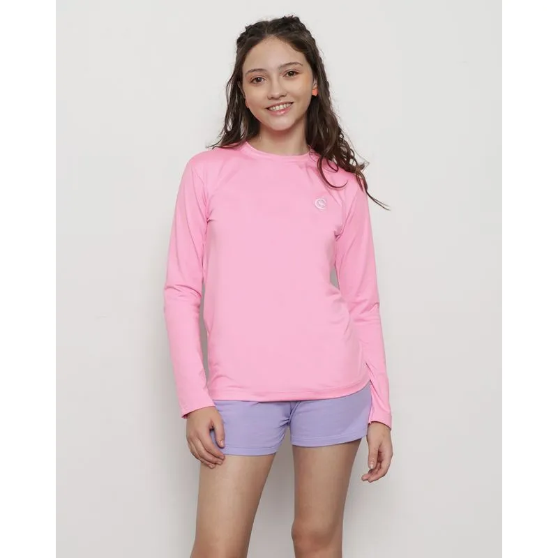Blusa Juvenil Manga Longa Proteção UV 50+ Rosa 16