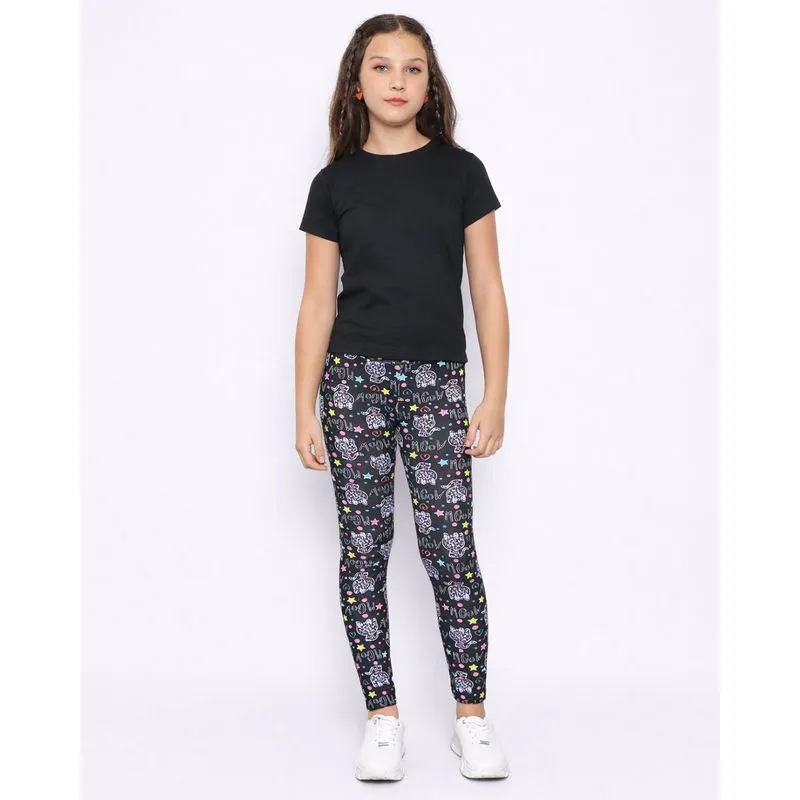 Calça Legging Juvenil Estampa Sortida Preta 14