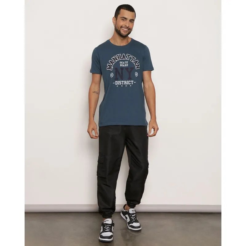 Calça Masculina Jogger Com Bolso Cargo Preta P