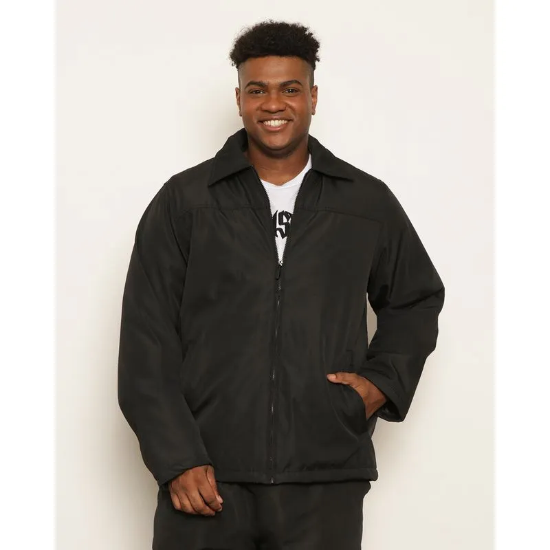 Jaqueta Plus Size Masculina Manga Longa Com Bolsos Preta G1
