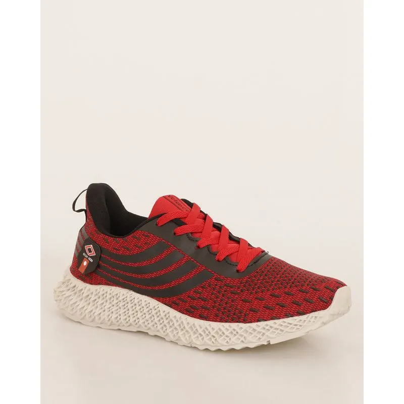 Tênis Masculino Esportivo Veloce Texturizado Com Recortes Vermelho 41