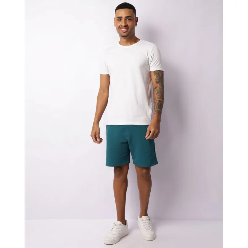 Bermuda Masculina Moletom Com Bolsos E Cordão Azul GG