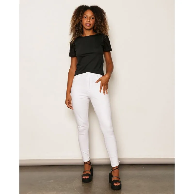 Calça Feminina Sarja Skinny Biotipo Com Brilho Branca 36
