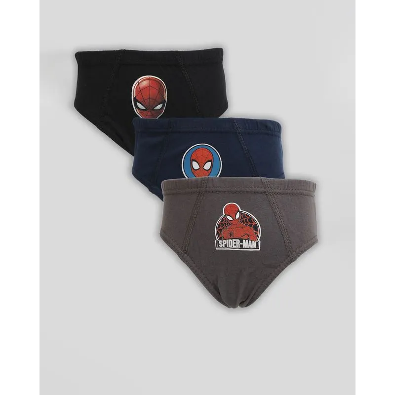 Kit 3 Cuecas Infantil Slip Marvel Estampa Homem Aranha Cinza Marinho Preta 4