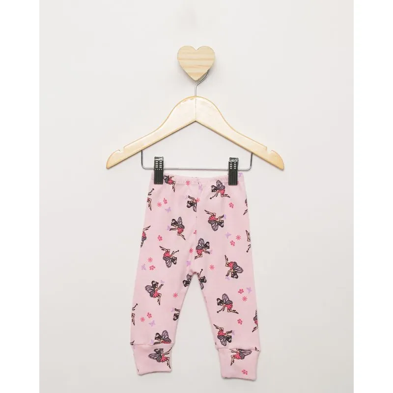 Calça Culote Bebê Com Vira Pé Estampa Sortida Rosa G