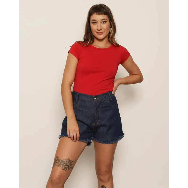 Blusa Feminina Manga Curta Básica Vermelha G
