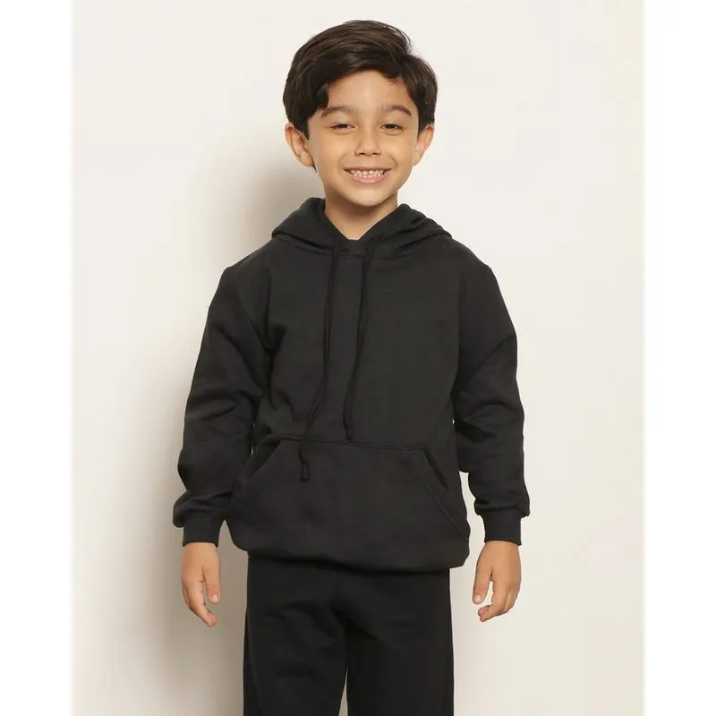 Blusão Moletom Infantil Com Capuz Preto 8