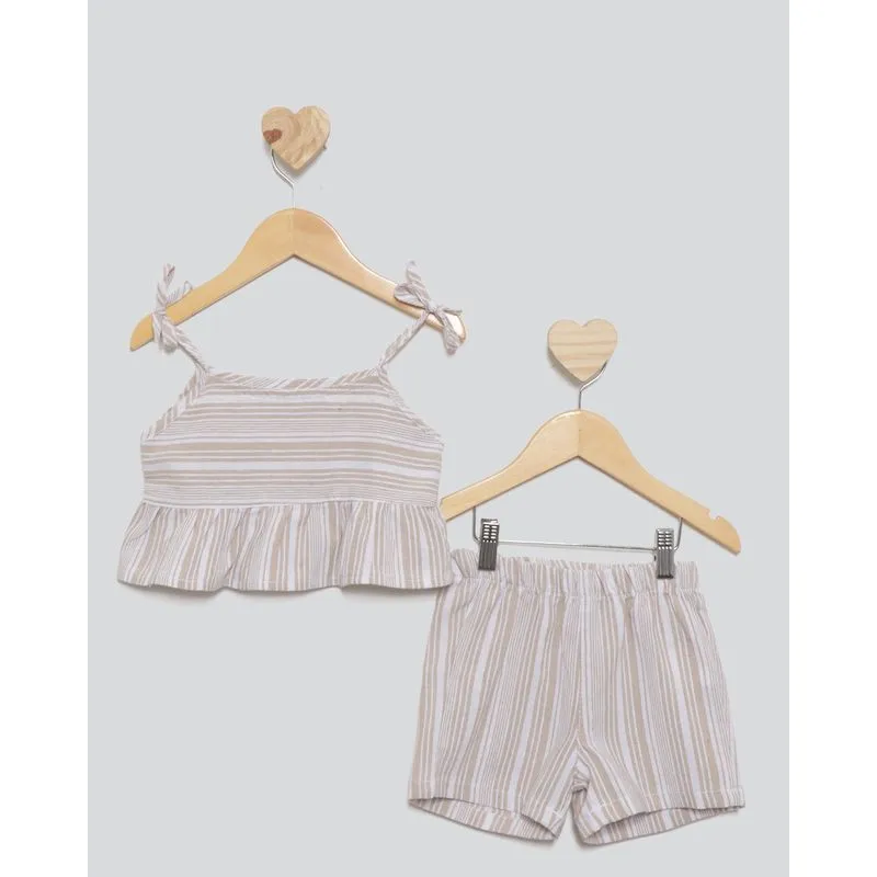 Conjunto Bebê Cropped Listrado Bege 2