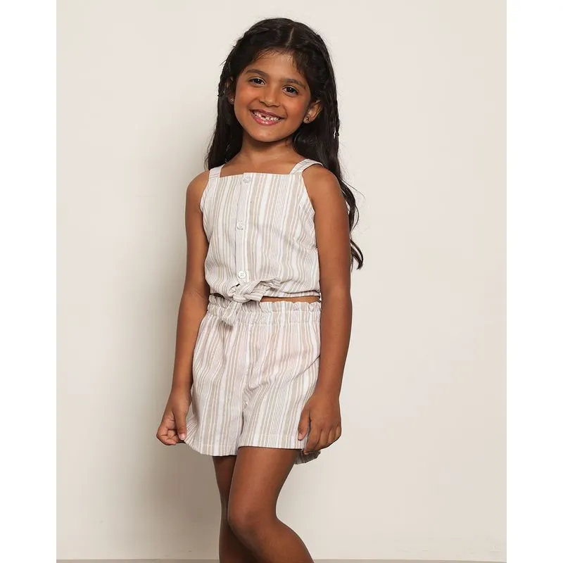 Conjunto Infantil Cropped Listrado Bege 4