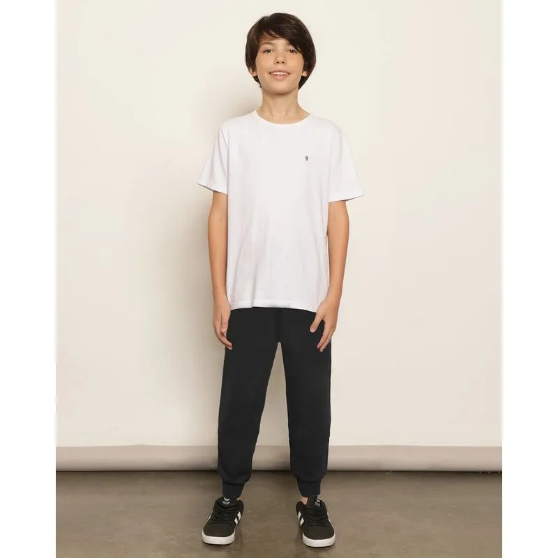 Calça Juvenil Moletom Jogger Com Bolsos Preta 16